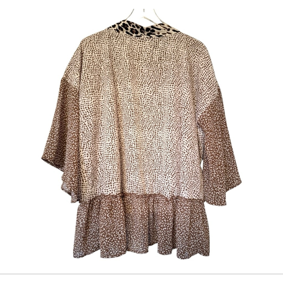 Women's Umgee M Beige Brown Black Leopard Print Kimono - Picture 4 of 10